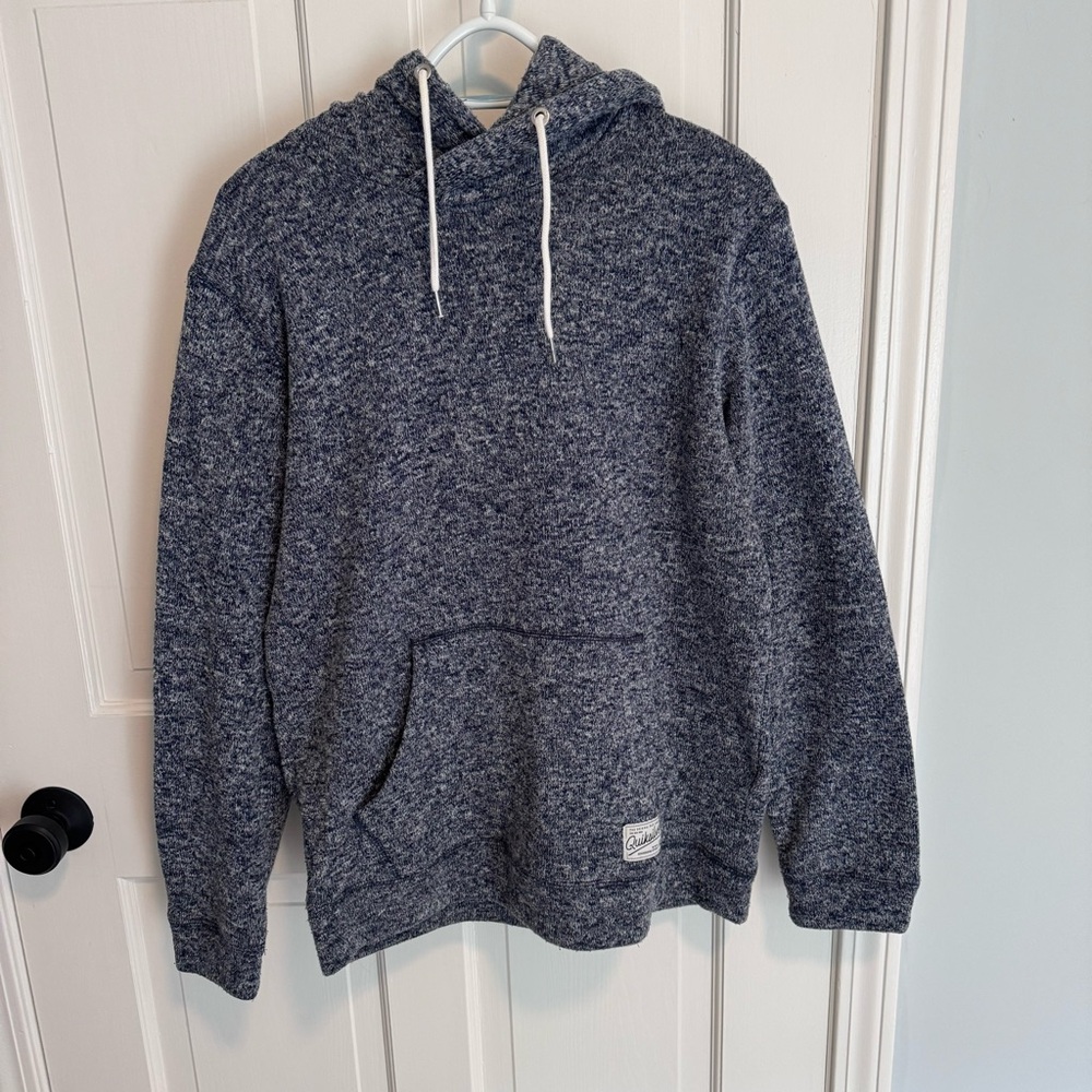 Quicksilver Blue Sweater Knit Hoodie Pullover sz M